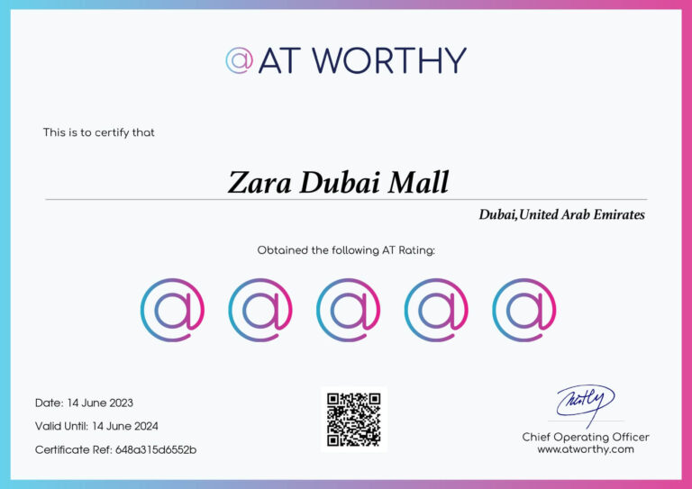 Zara Dubai Mall Certificate