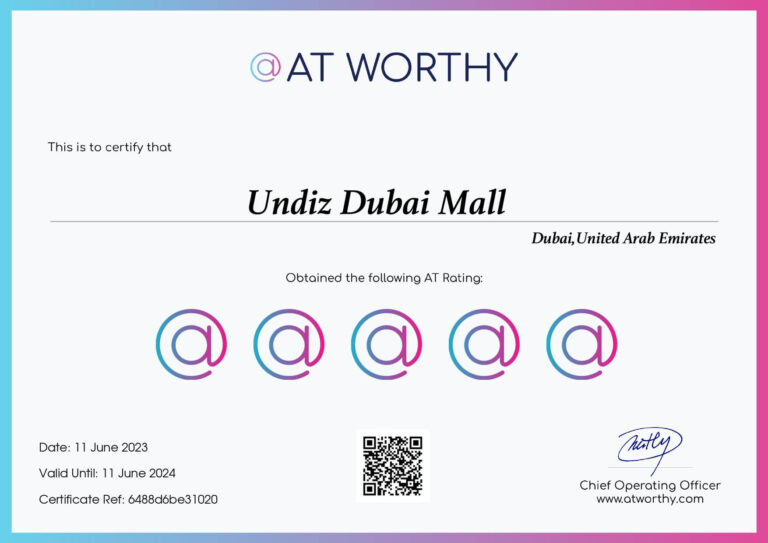 Undiz Dubai Mall Certificate