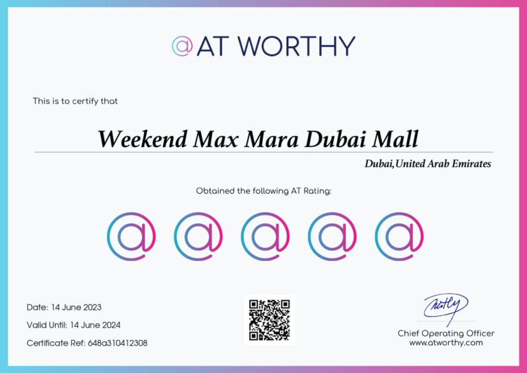 Weekend Max Mara Dubai Mall Certificate