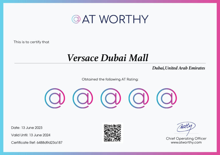 Versace Dubai Mall Certificate