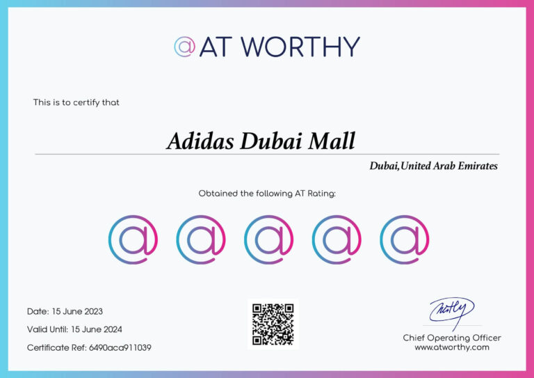 Adidas Dubai Mall Certificate